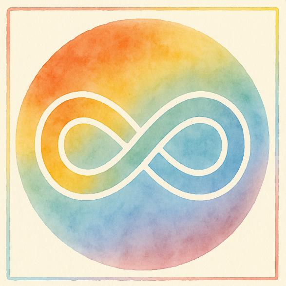 Regenbogenfarbenes Unendlichkeitszeichen - Symbol für Autismus