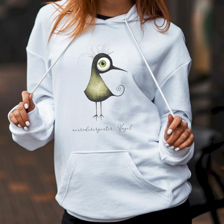 Hoodie "Neurodivergenter Vogel" für Menschen mit Autismus, ADHS oder AuDHD. Für mehr neurodivergente Sichtbarkeit!