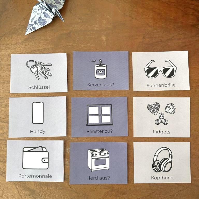 Erinnerungskarten für Autismus und ADHS digitales Hilfsmittel bei exekutiven Dysfunktionen freundlicher und nachsichtiger Reminder für Selbstannahme Vorschaubild beider Produkte