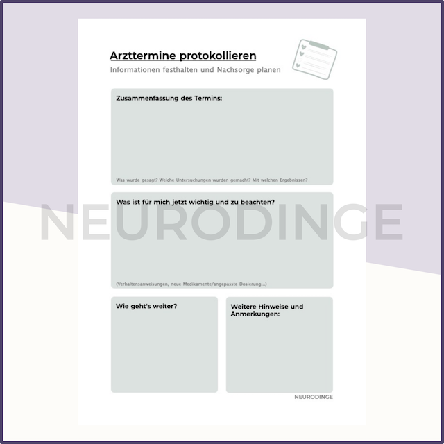 Der neuroaffirmative Begleiter für Arzttermine: Medizinische Selbstversorgung und Selbstorganisation für neurodivergente Menschen. Besonders hilfreich bei exekutiven Dysfunktionen und Schwierigkeiten mit interozeptiver Wahrnehmung und Symptomerkennung bei Autismus, ADHS, AUDHS.