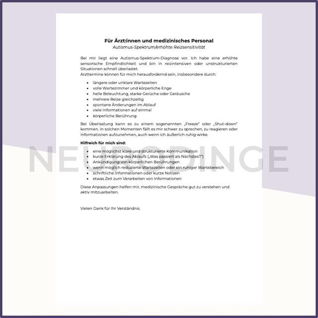 Der neuroaffirmative Begleiter für Arzttermine: Medizinische Selbstversorgung und Selbstorganisation für neurodivergente Menschen. Besonders hilfreich bei exekutiven Dysfunktionen und Schwierigkeiten mit interozeptiver Wahrnehmung und Symptomerkennung bei Autismus, ADHS, AUDHS.